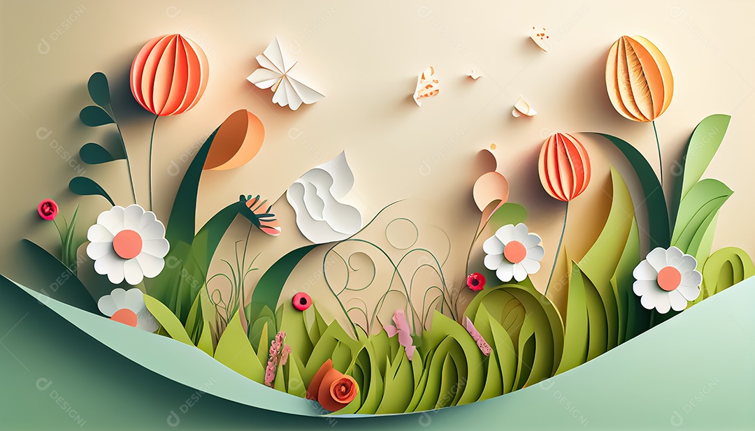 Fundo de primavera de estilo de papel