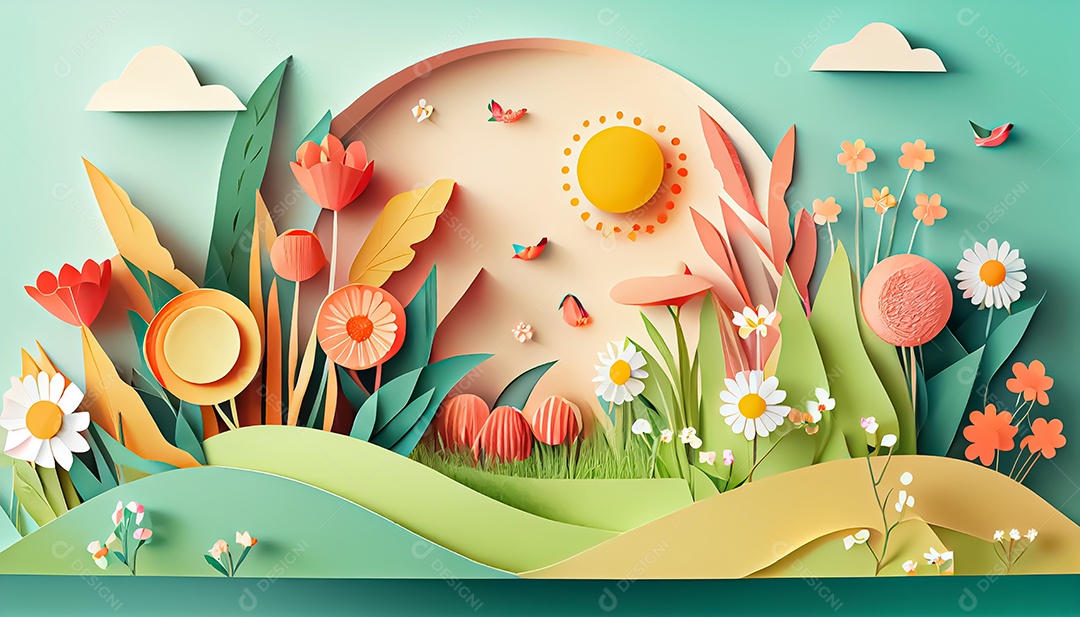 Fundo de primavera de estilo de papel