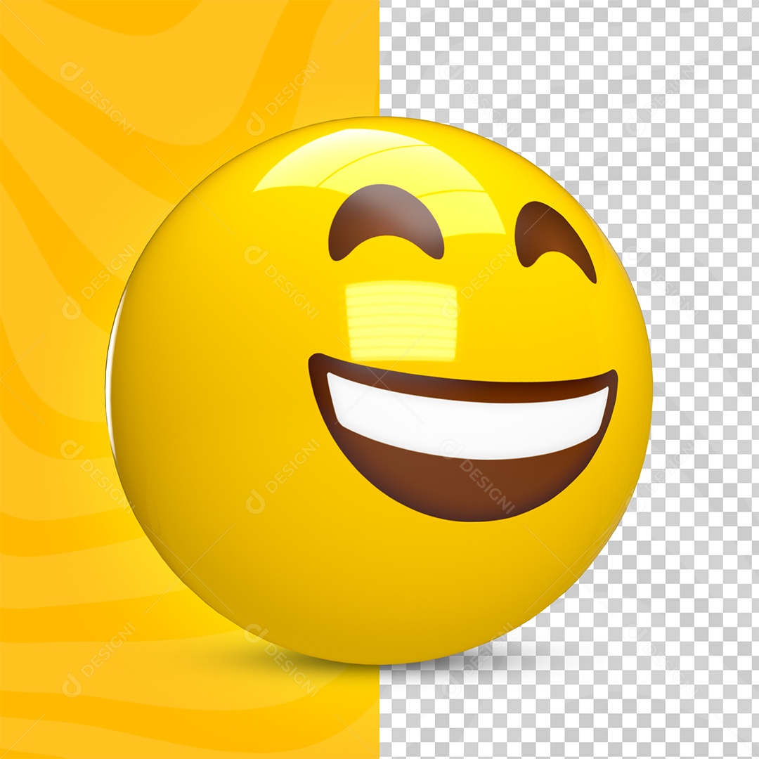 Emoji 3D Feliz Sorrindo Olhando para Cima