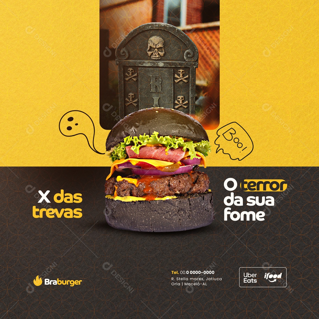 X Trevas Hamburgueria Social Media PSD Editável