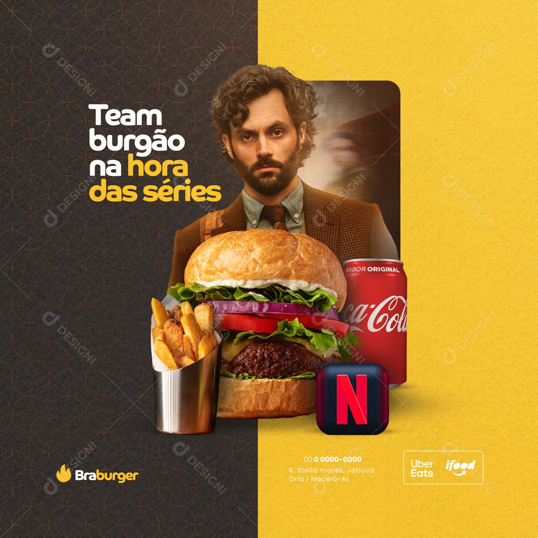 Team Burgão Na Hora das Séries Hamburgueria Social Media PSD Editável