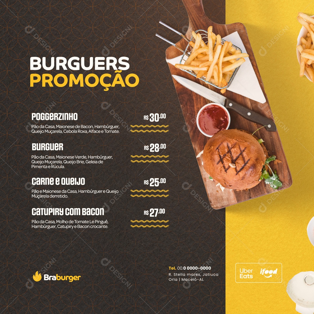 Promoção Burguers Hamburgueria Social Media PSD Editável