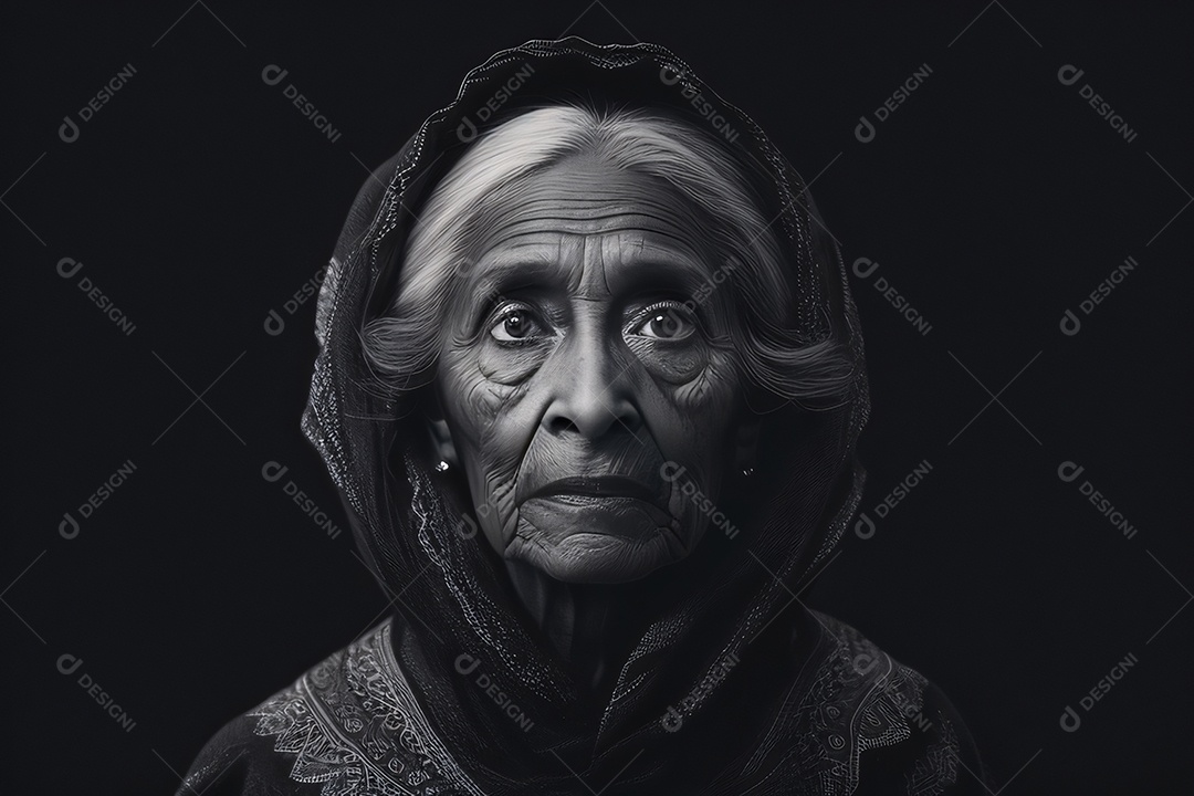 Linda senhora com véu e cabelos brancos