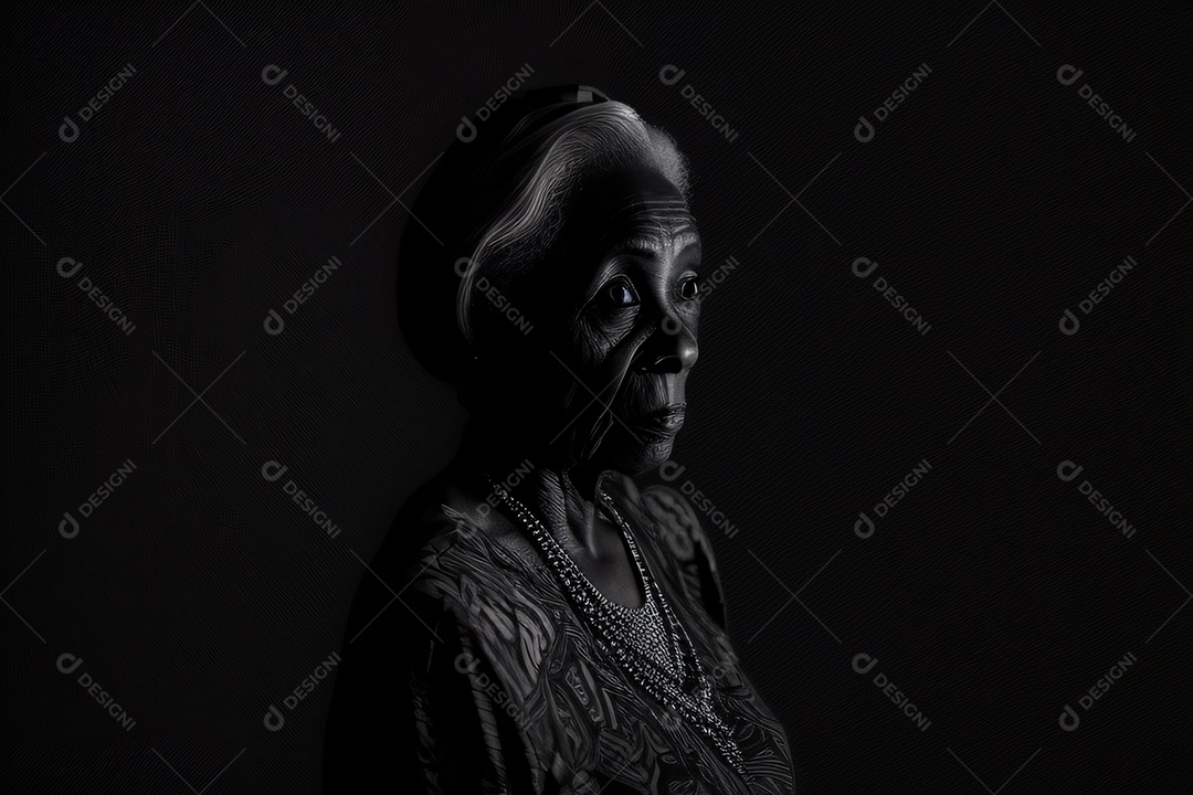 Linda senhora em preto e branco