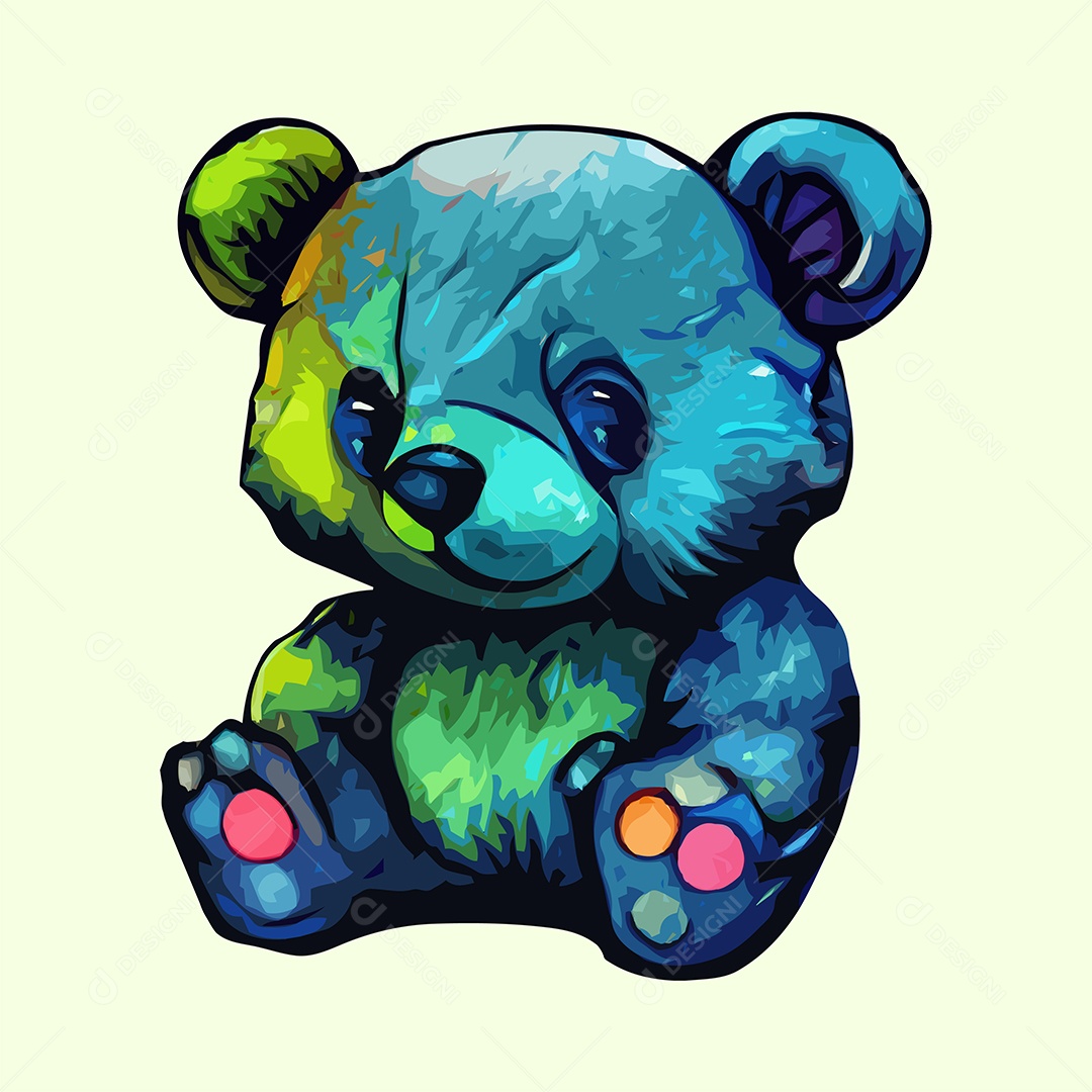 Ilustração Urso Colorido Vetor EPS Editável