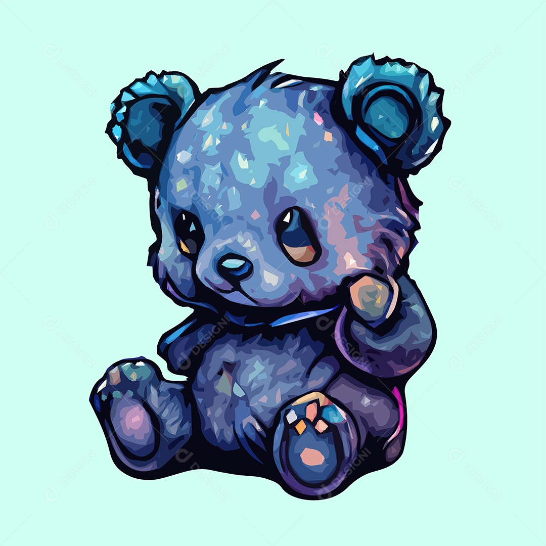 Ilustração Urso Colorido Vetor EPS Editável