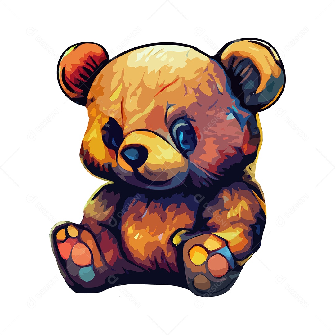 Ilustração Urso Colorido Vetor EPS Editável