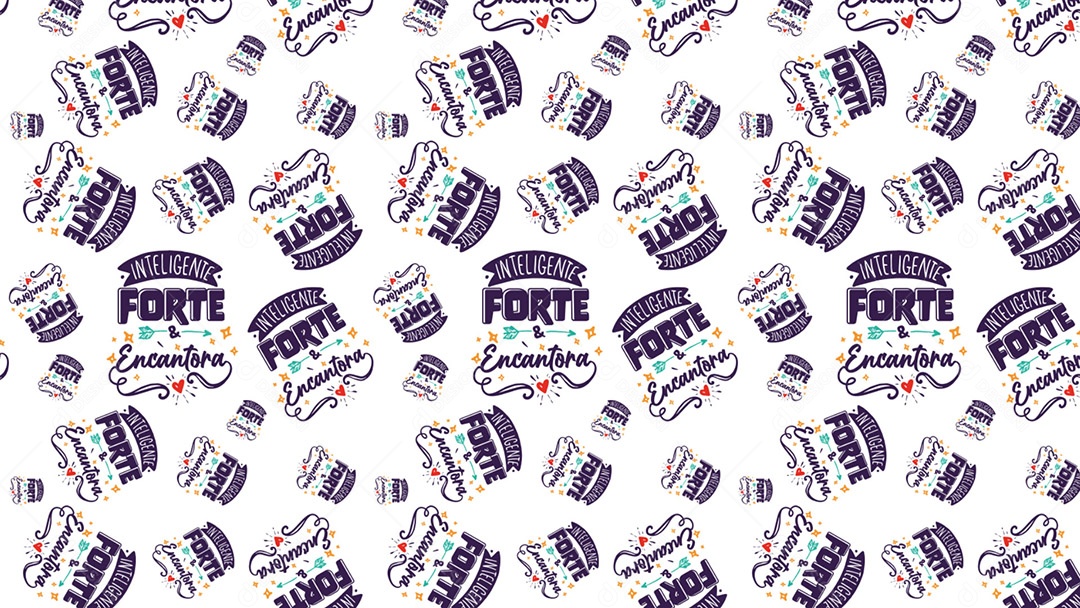 Pattern Padrões Geométricos Texto Inteligente Forte & Encantadora Em Fundo Branco Vetor AI + PAT