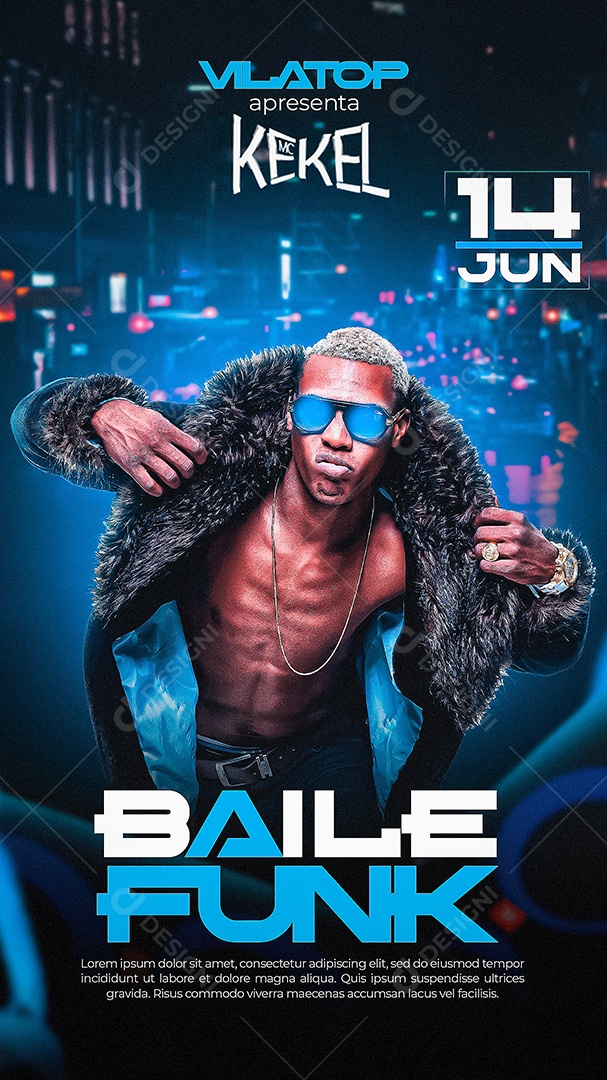 Flyer Baile Funk Mc Kekel Story Social Media PSD Editável