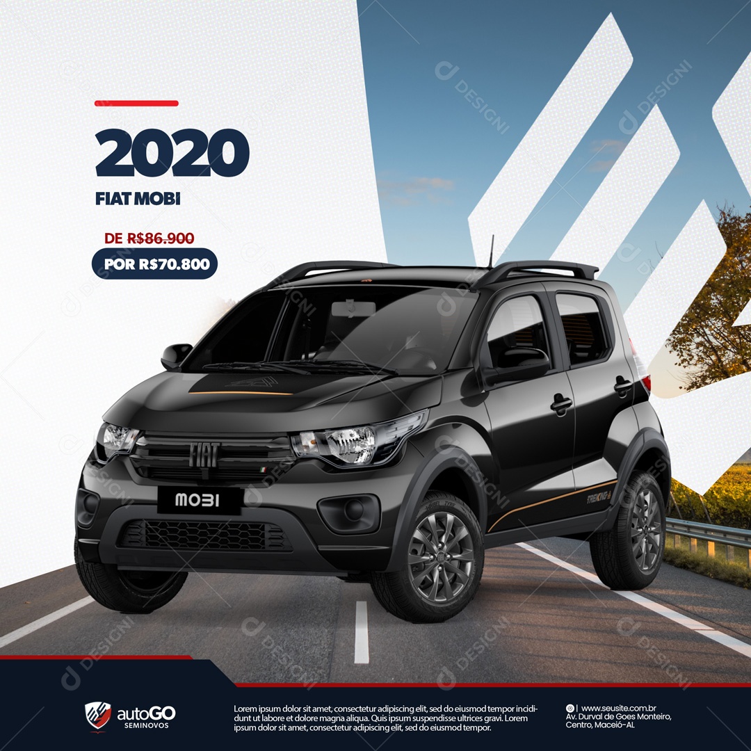 Fiat Mobi De 86,900 Por 70,800 Concessionária Seminovos Social Media PSD Editável