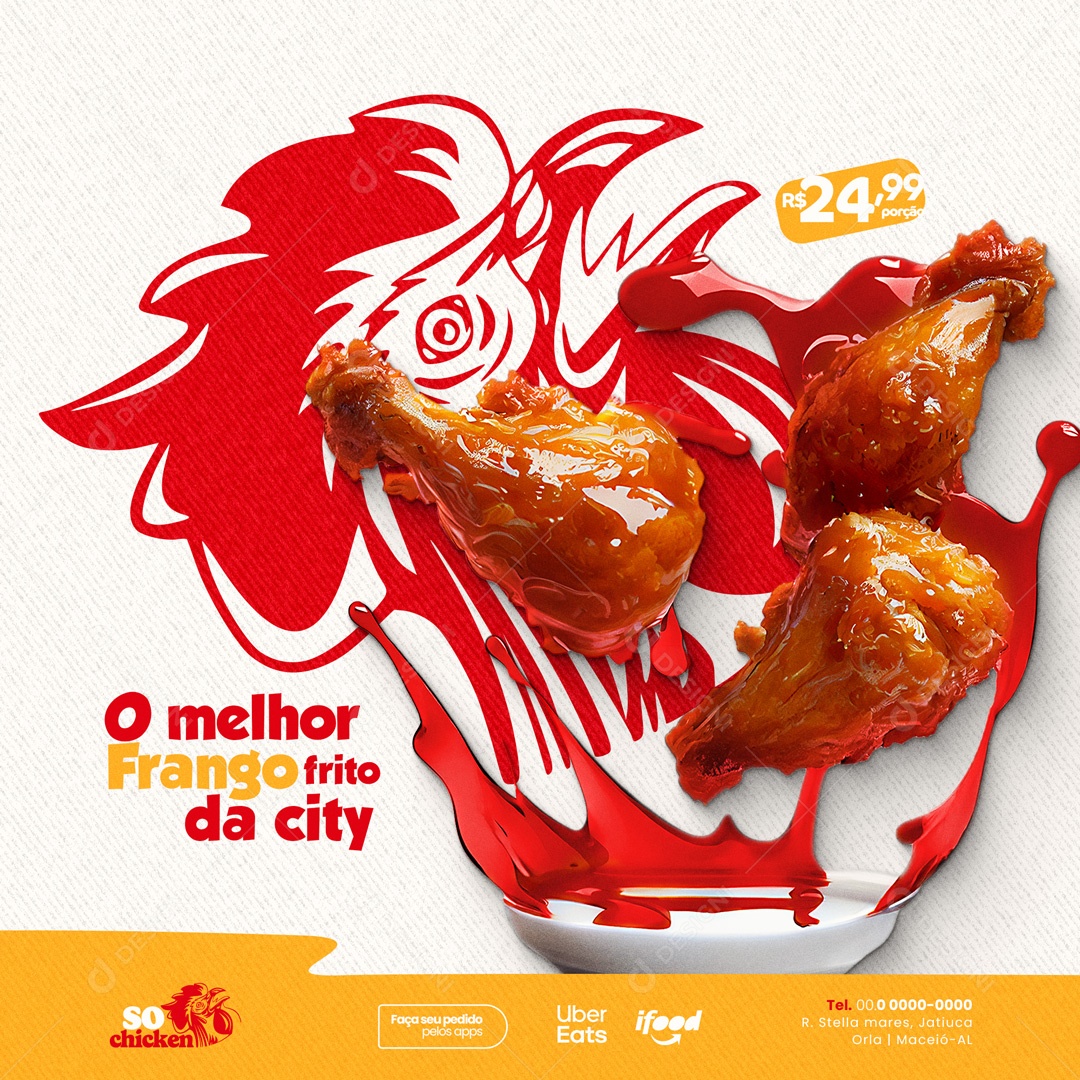 O Melhor Frango Frito da City 24,99 Social Media PSD Editável