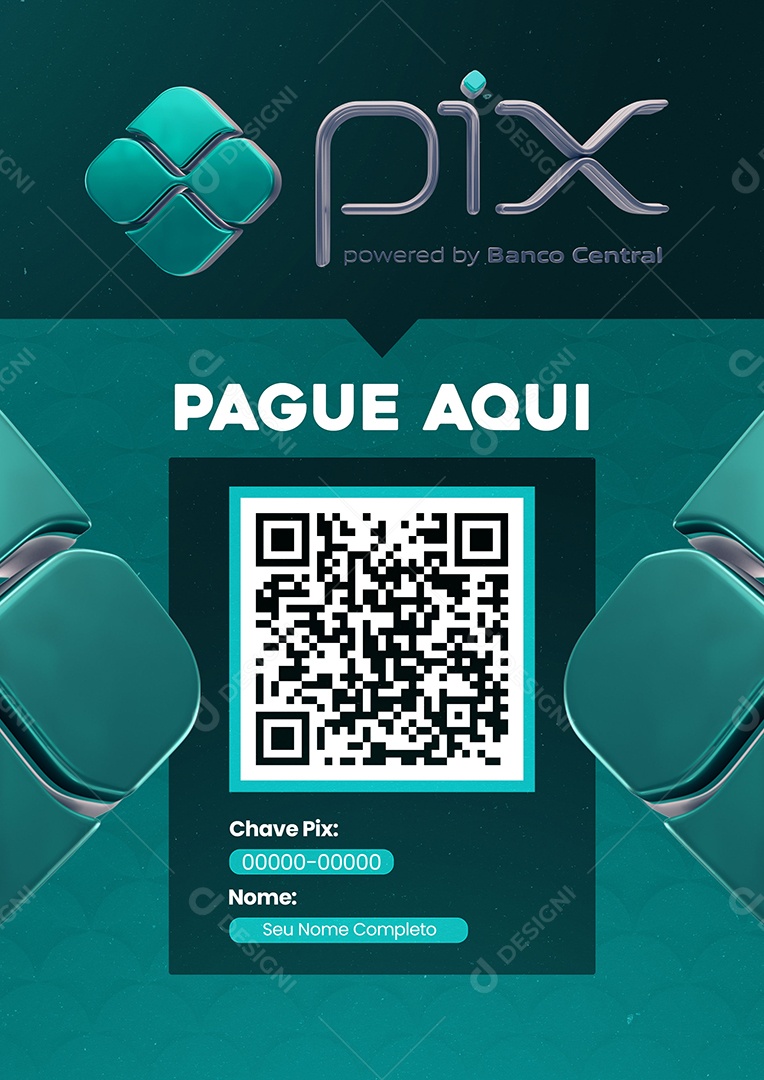 Pague Aqui QR Code Folheto Pix A4 PSD Editável
