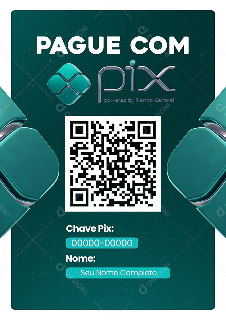 Pague Com Pix QR Code Folheto A4 PSD Editável