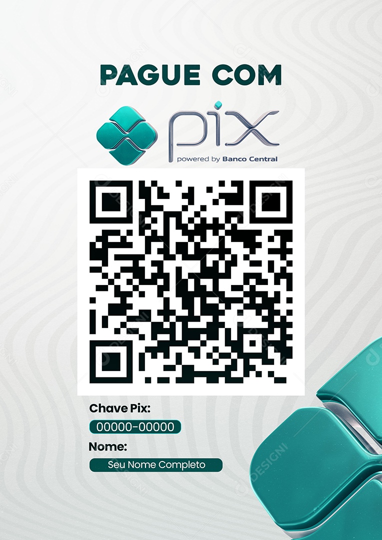 Pague Com Pix QR Code Folheto A4 PSD Editável