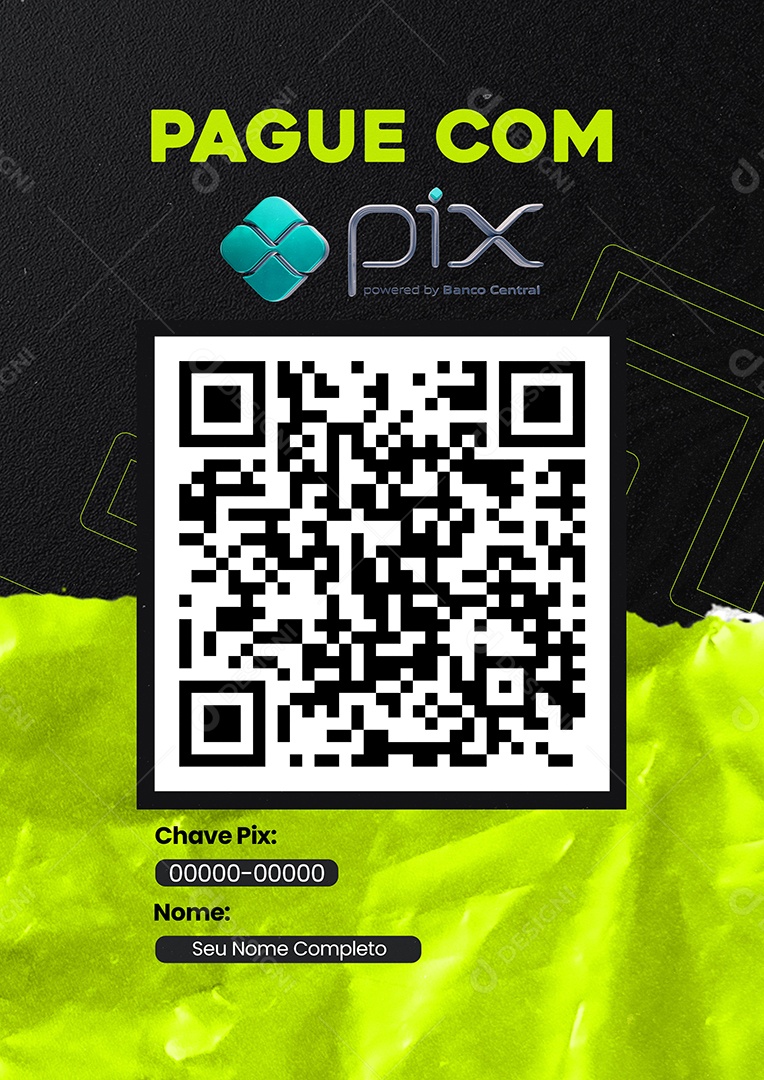 Pague Com Pix QR Code Folheto A4 PSD Editável