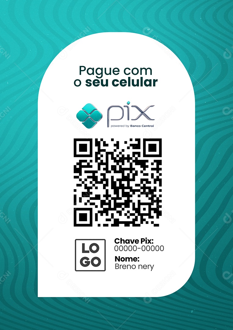 Pague Com o Seu Celular Pix QR Code Folheto A4 PSD Editável