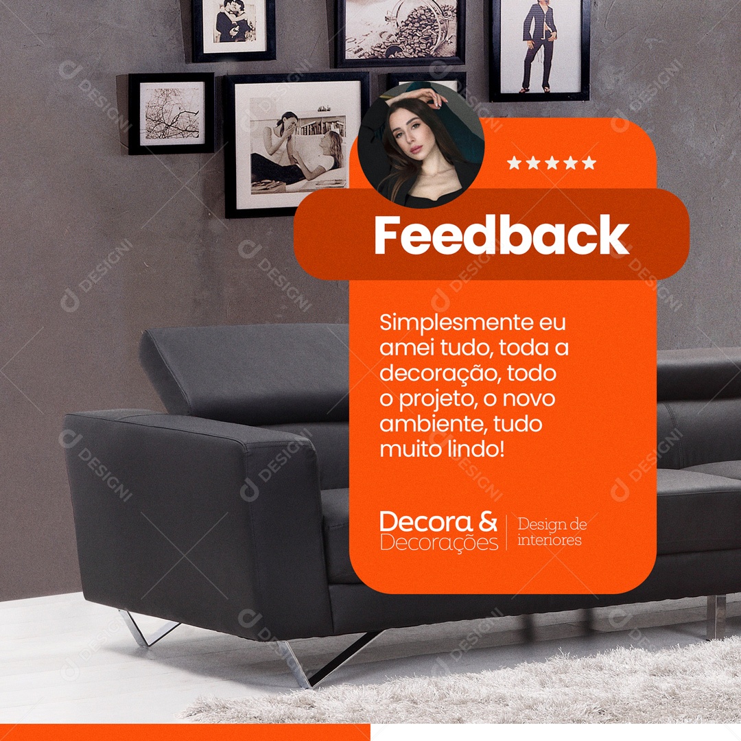 Feedback Simplesmente Eu Amei Decora & Decorações Design de Interiores Social Media PSD Editável