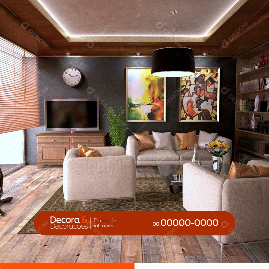 Decora & Decorações Design de Interiores Social Media PSD Editável
