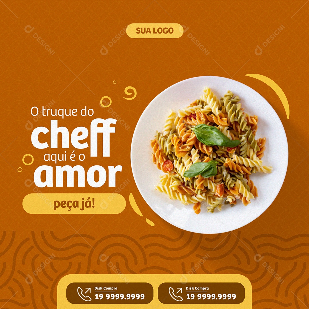 O Truque do Cheff Aqui é o Amor Peça Já Casa de Massa Social Media PSD Editável