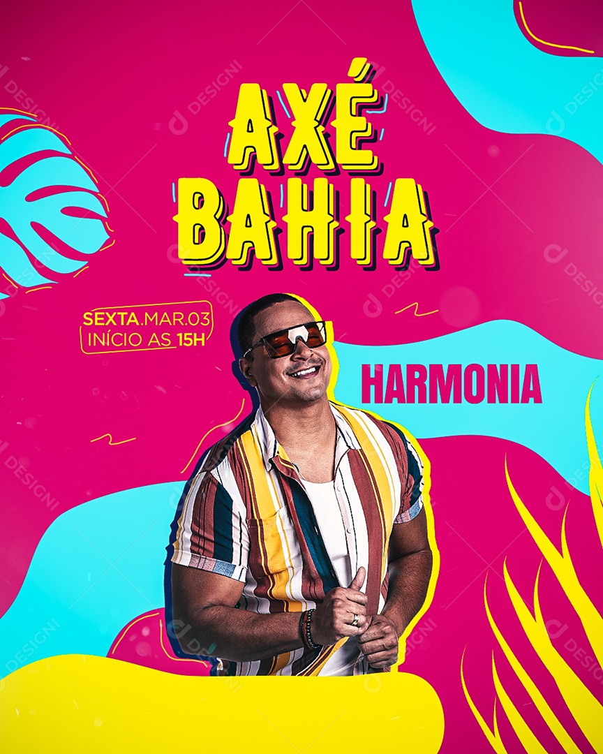 Axé Bahia Harmonia Flyer Carnaval Social Media PSD Editável