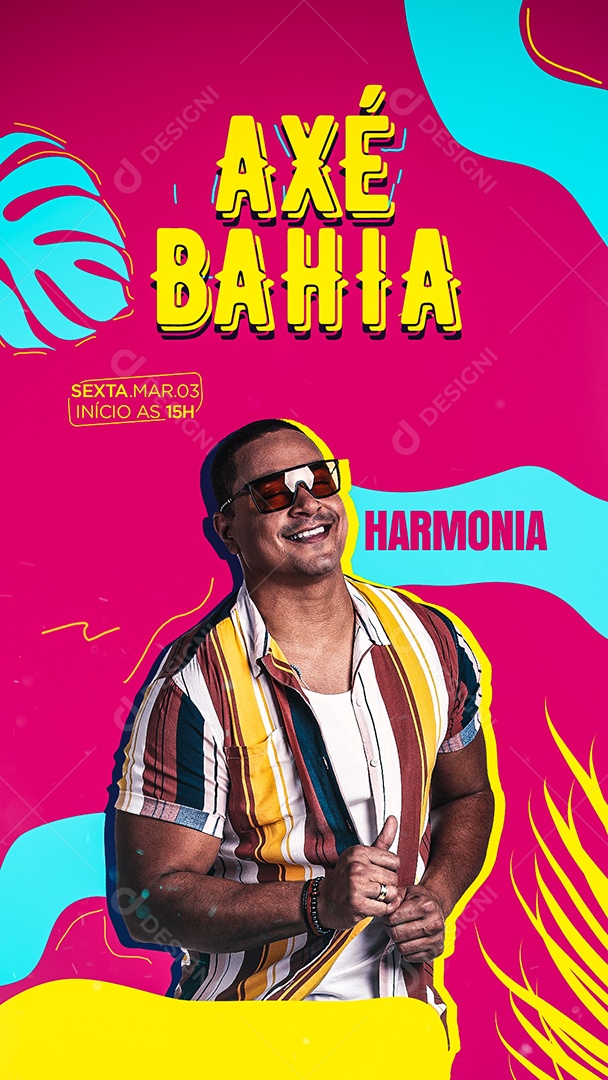 Story Axé Bahia Harmonia Flyer Carnaval Social Media PSD Editável