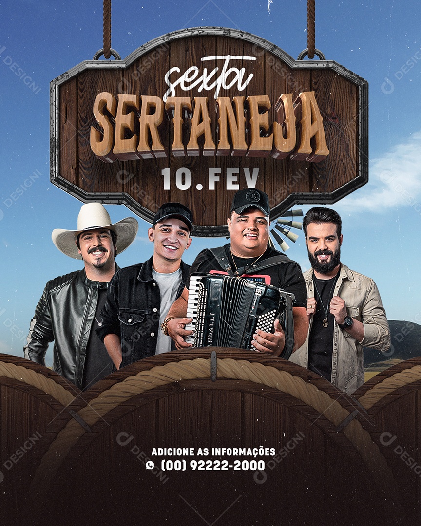 Sexta Sertaneja João Gomes Tarcísio do Acordeon Fiduma & Jeca Flyer Social Media PSD Editável