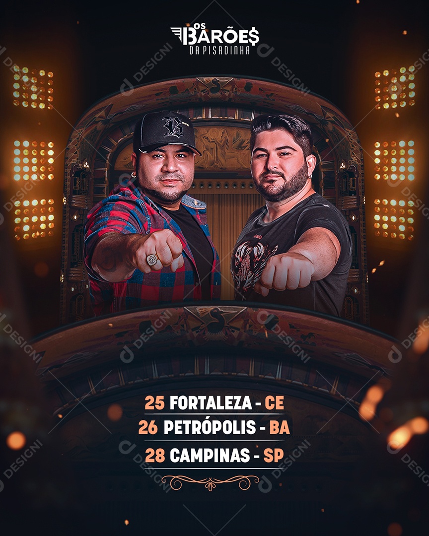 Show Os Barões da Pisadinha Flyer Social Media PSD Editável