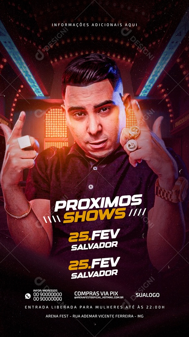 Story Próximos Shows Dj Guuga Flyer Social Media PSD Editável