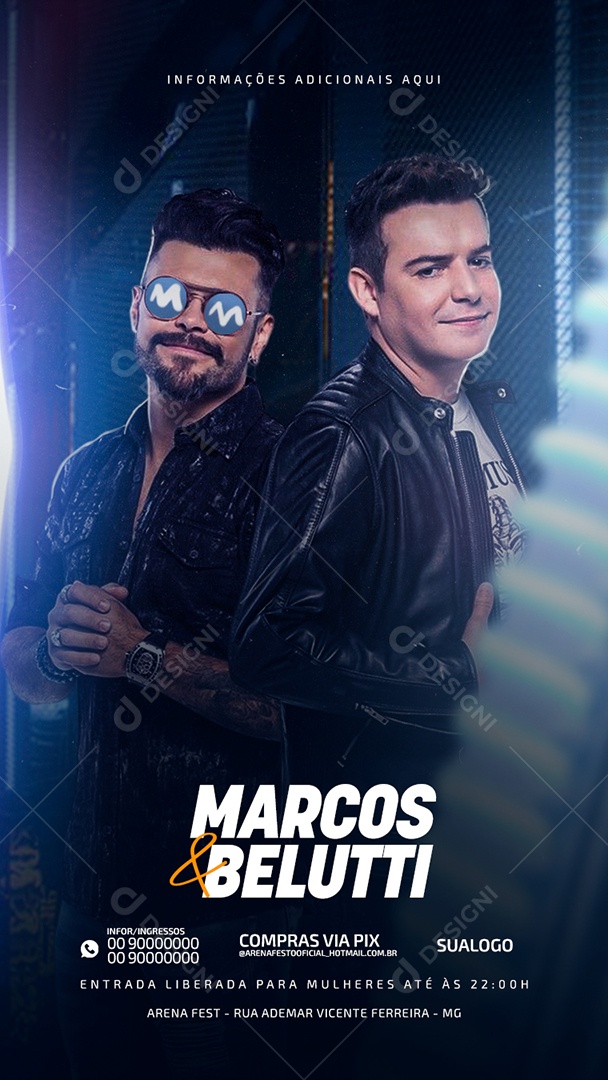 Story Marcos & Belutti Show Flyer Social Media PSD Editável