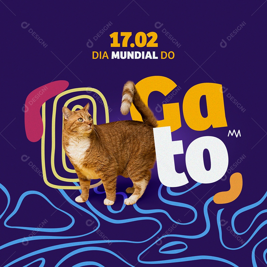 Social Media Dia Mundial Do Gato 17 de Fevereiro PSD Editável