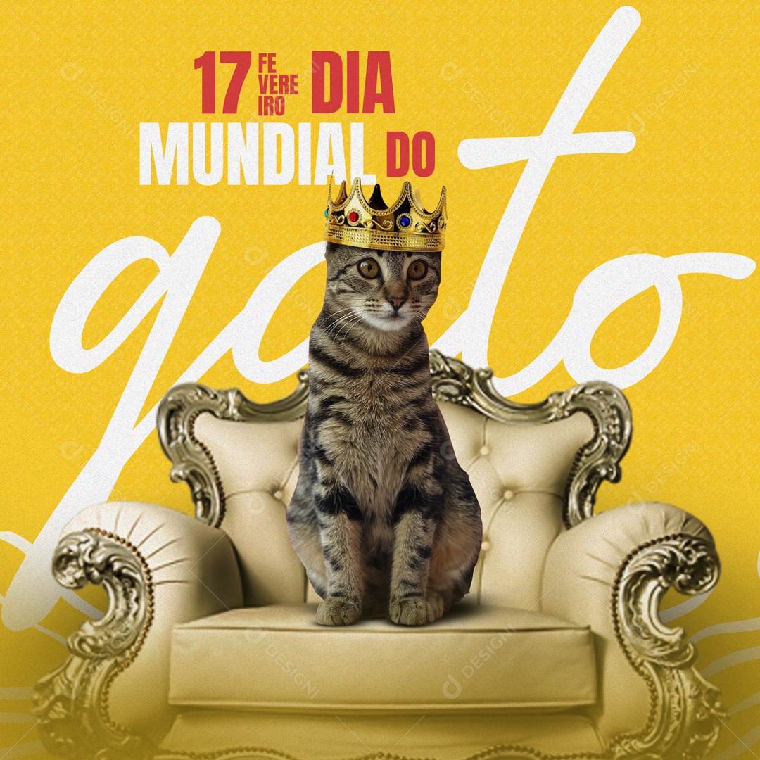 Dia Mundial Do Gato 17 de Fevereiro Social Media PSD Editável