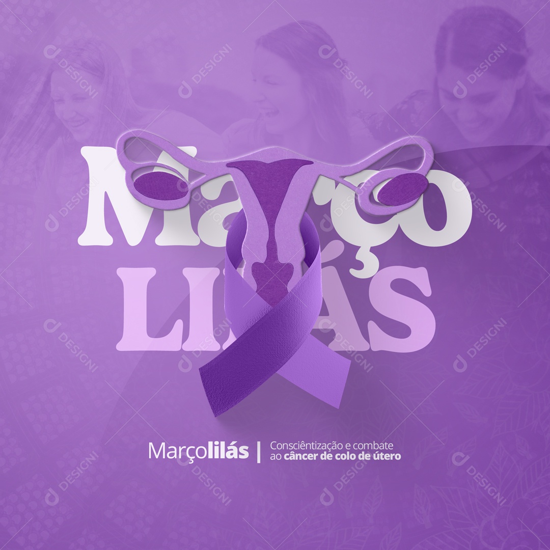 Conscientização e Combate ao Câncer de Colo de Útero Março Lilás Social Media PSD Editável