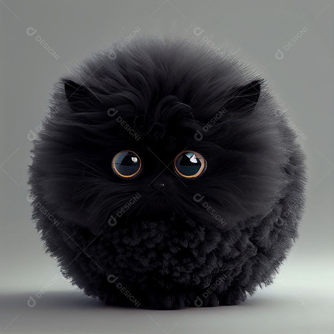 Ilustração gatinho preto fofo