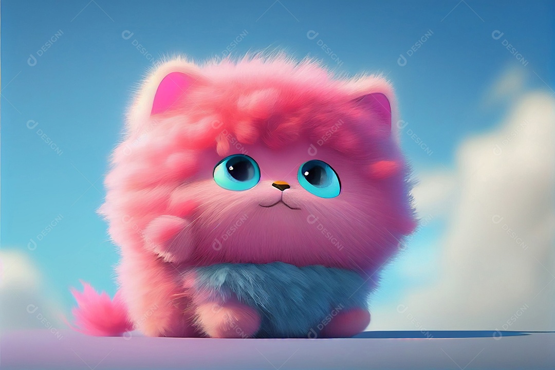 Ilustração gato bebê rosa