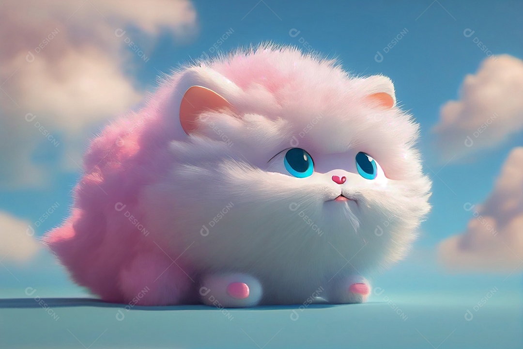 Ilustração gato bebê rosa