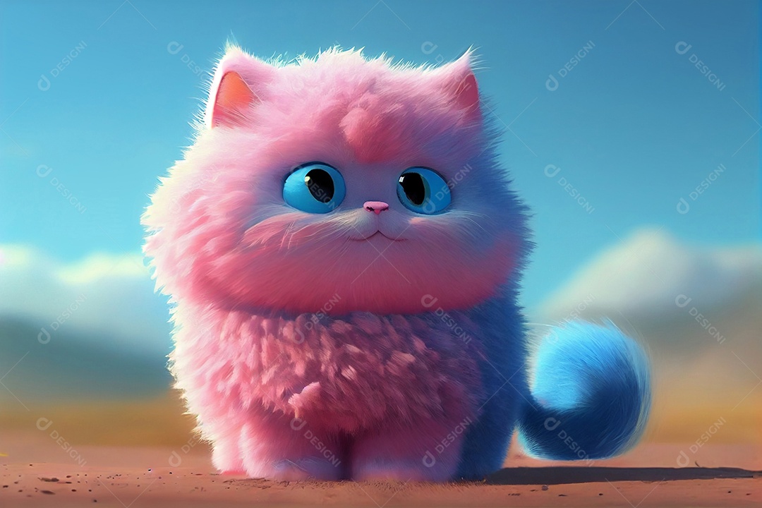 Ilustração gato bebê rosa