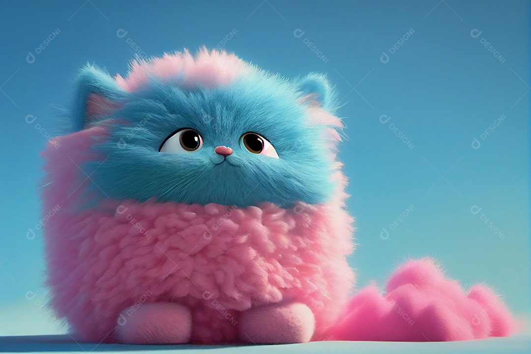 Ilustração filhote de gato colorido e fofo