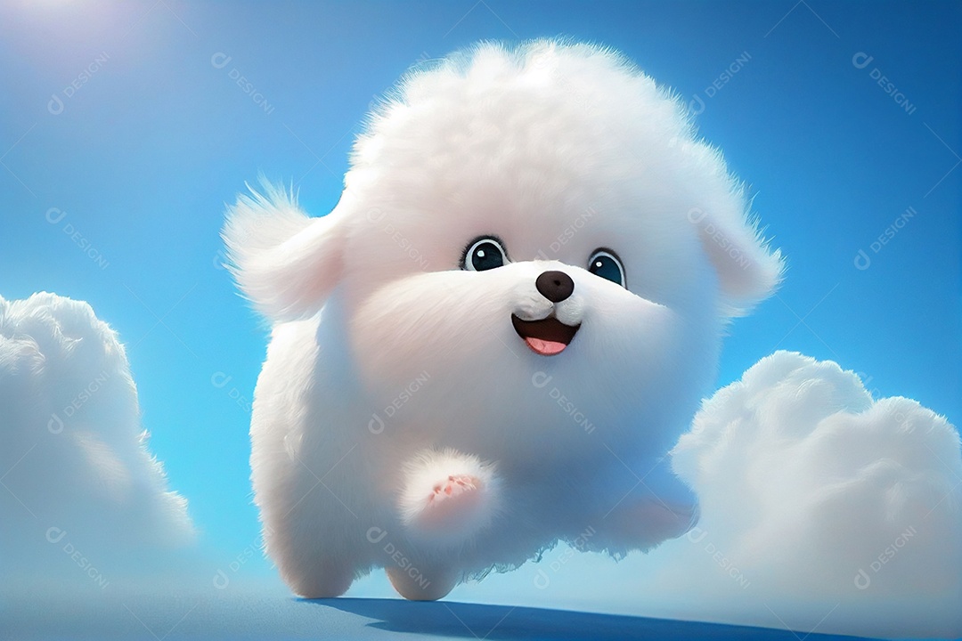 Ilustração filhote de cachorro fofo correndo