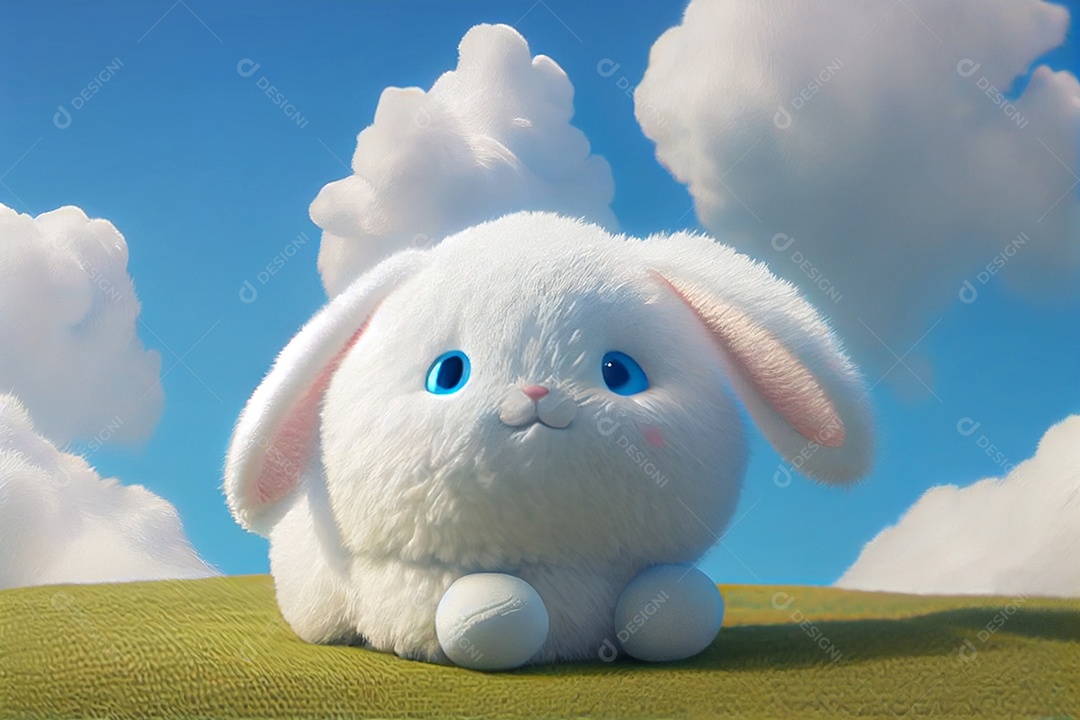 Ilustração bebê coelho brincando