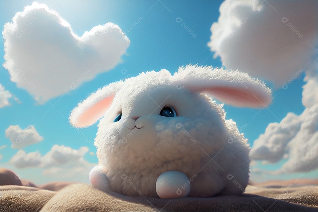 Ilustração filhote de coelho branco fofo