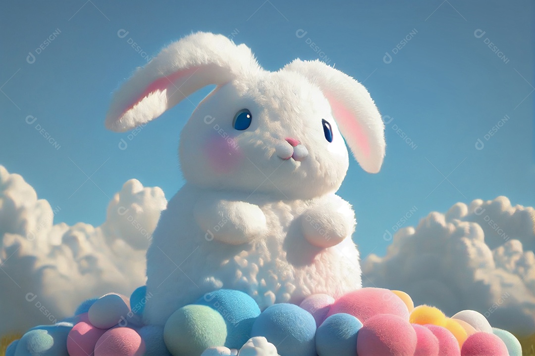 Ilustração filhote de coelho branco fofo