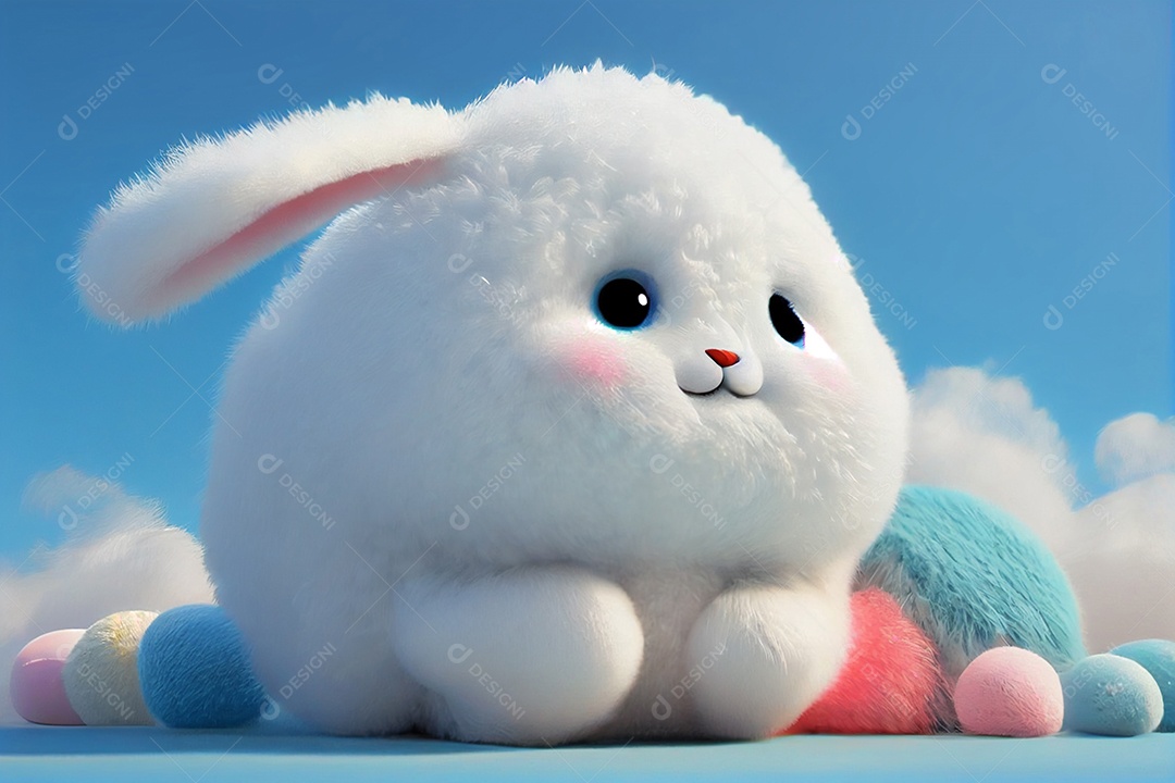 Ilustração filhote de coelho branco fofo