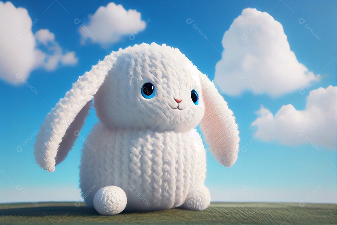 Ilustração filhote de coelho branco fofo