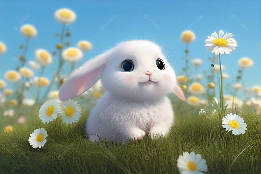 Ilustração coelho branco fofo