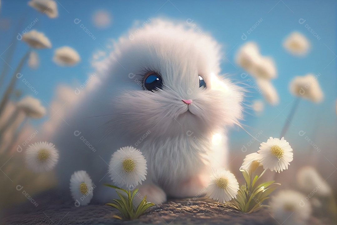 Ilustração coelho branco fofo