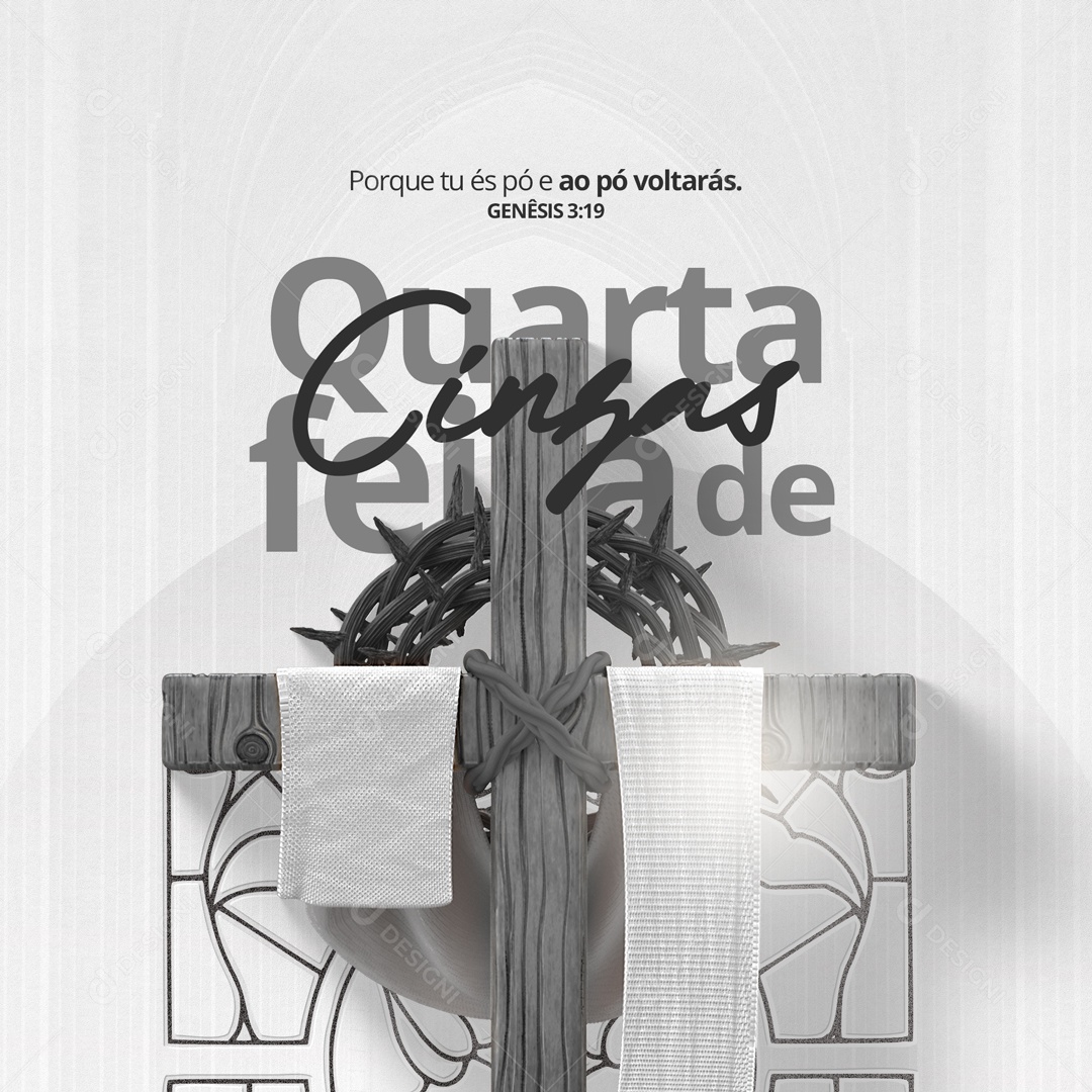 Porque Tu és Pó Voltarás Gênesis 3:19 Quarta Feira de Cinzas Social Media PSD Editável