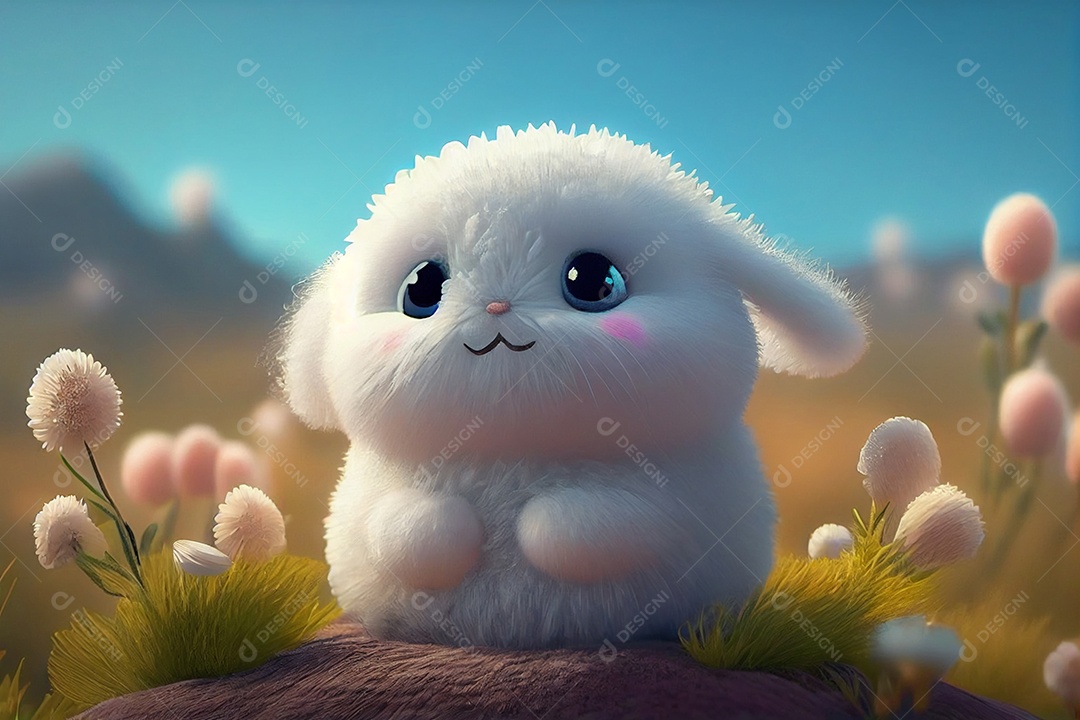 Ilustração coelho branco fofo