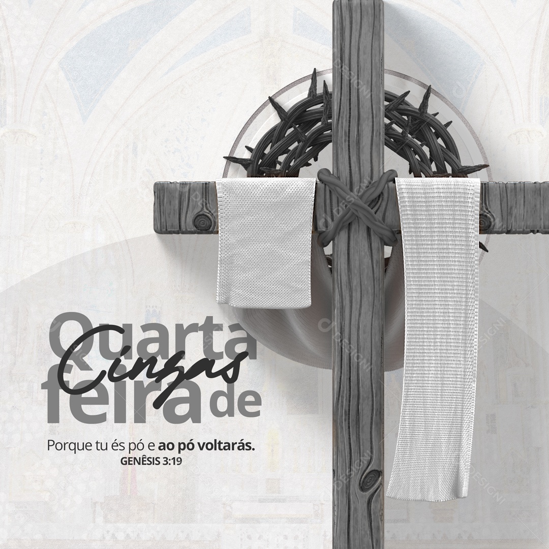 Porque Tu és Pó Voltarás Gênesis 3:19 Quarta Feira de Cinzas Social Media PSD Editável