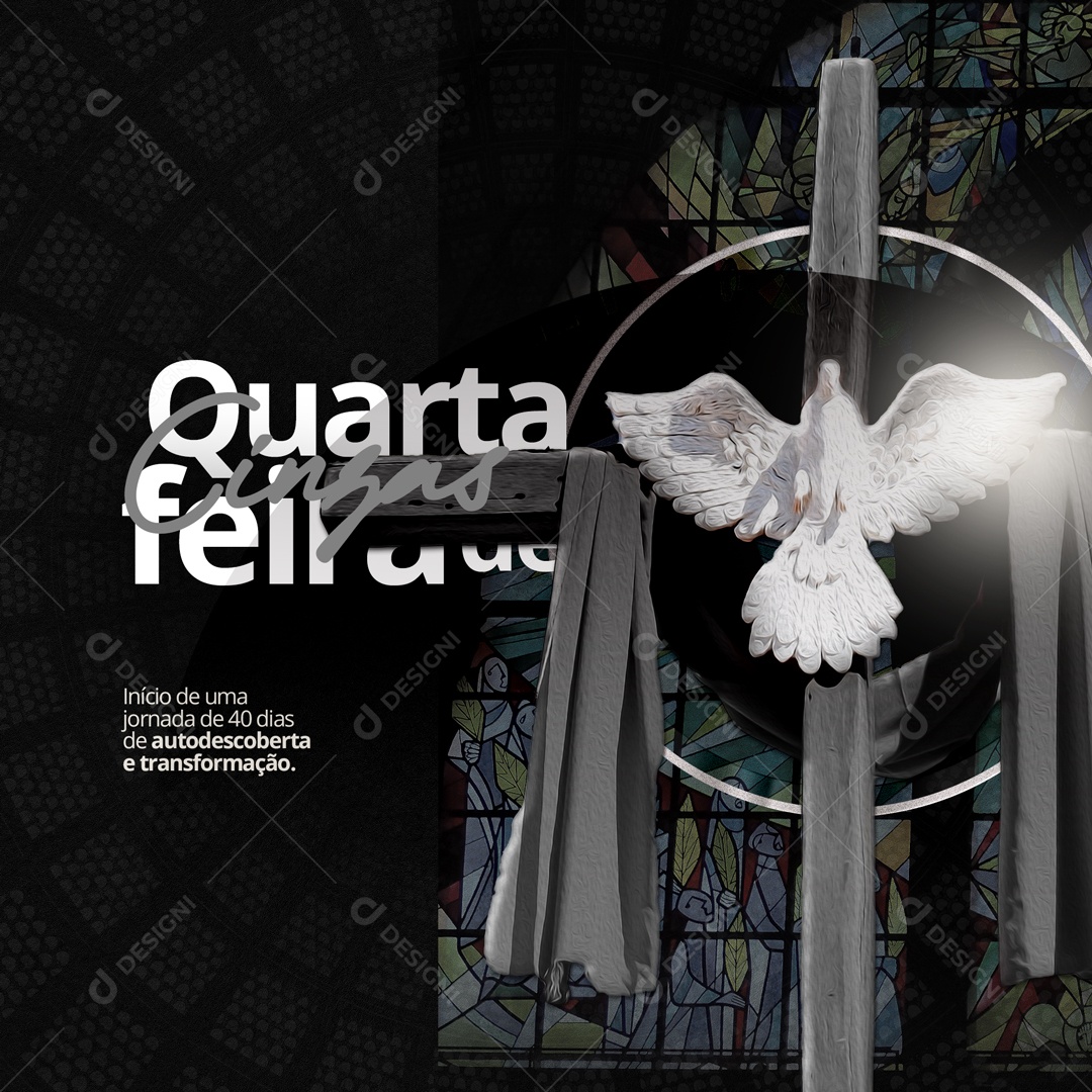 Social Media Início de Uma Jornada de 40 Dias de Autodescoberta e Transformação Quarta Feira de Cinzas PSD Editável
