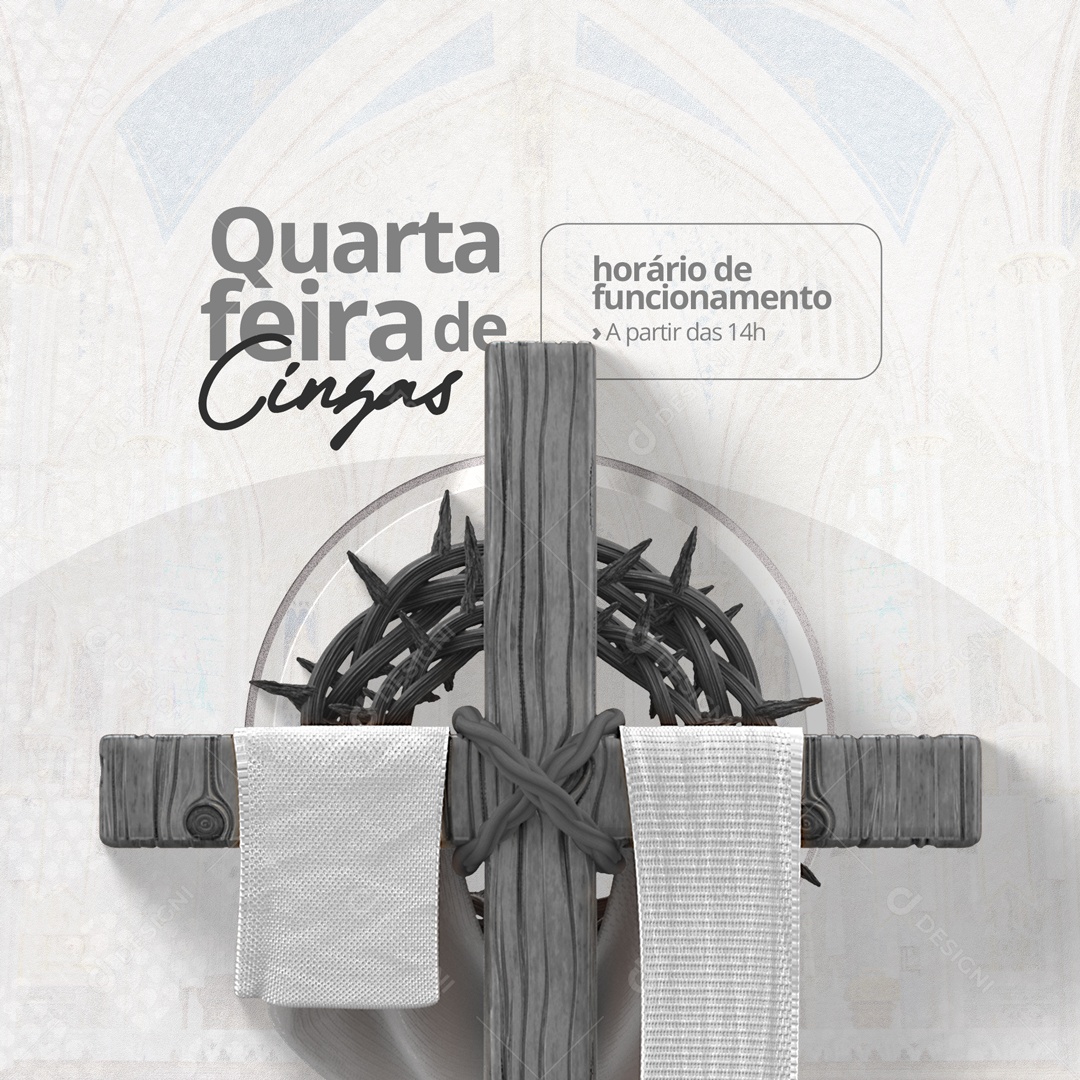 Horário de Funcionamento Quarta Feira de Cinzas Social Media PSD Editável